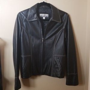 Nine & Co black leather jacket